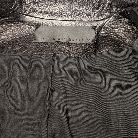 Haider Ackermann tumbled lamb skin leather biker jacket with asymmetric lapel. 0 - Picture 9 of 12